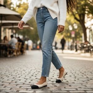 Serra Tan Black Stretch Ballet Flats Size 7 NEW